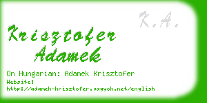 krisztofer adamek business card